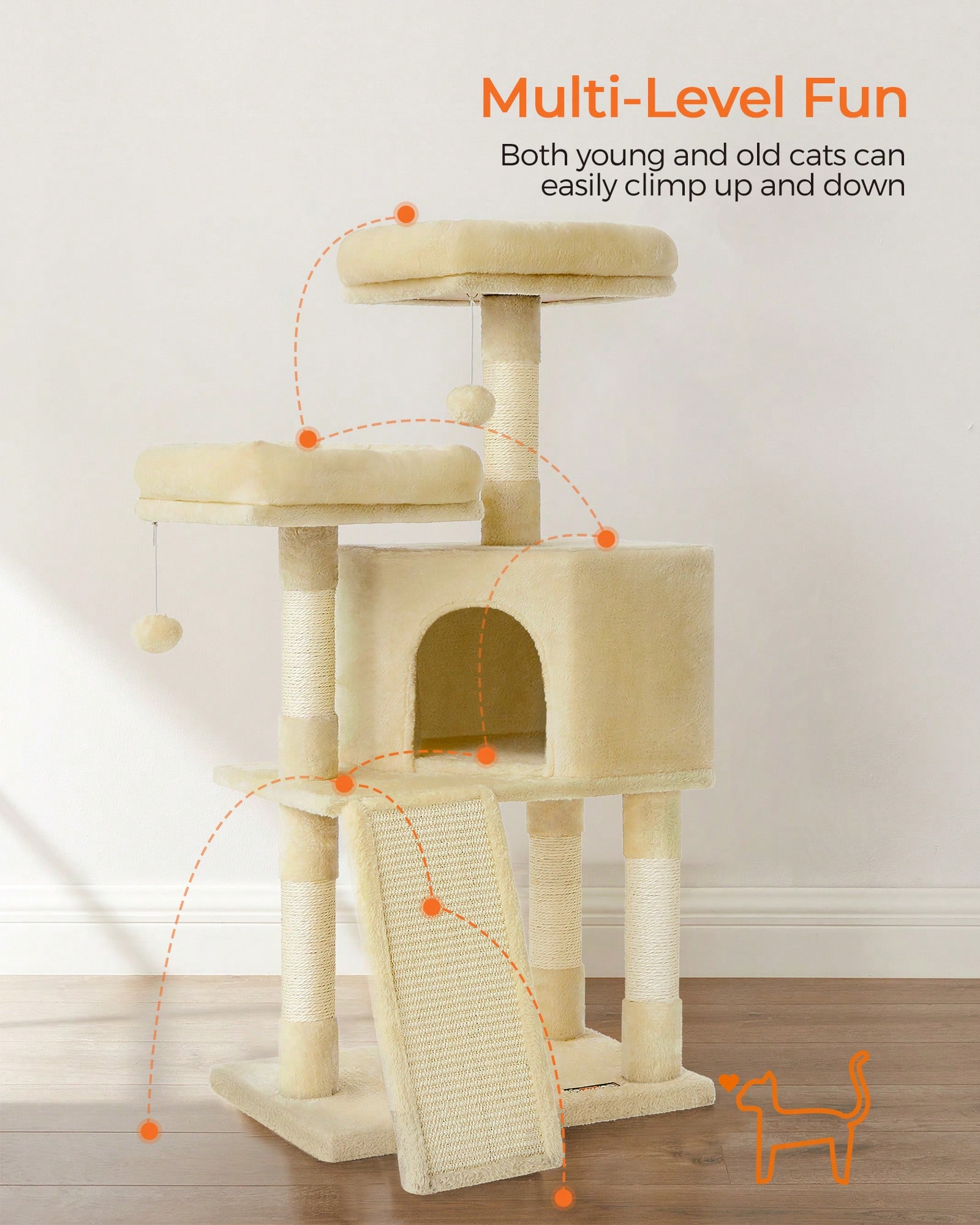 برج قطط متعدد المستويات بطول 4 - مراجعة Cat Scratching Post وسعره